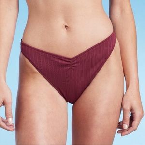 Women’s High Leg Ribbed High Leg Extra Cheeky Bikini Bottom